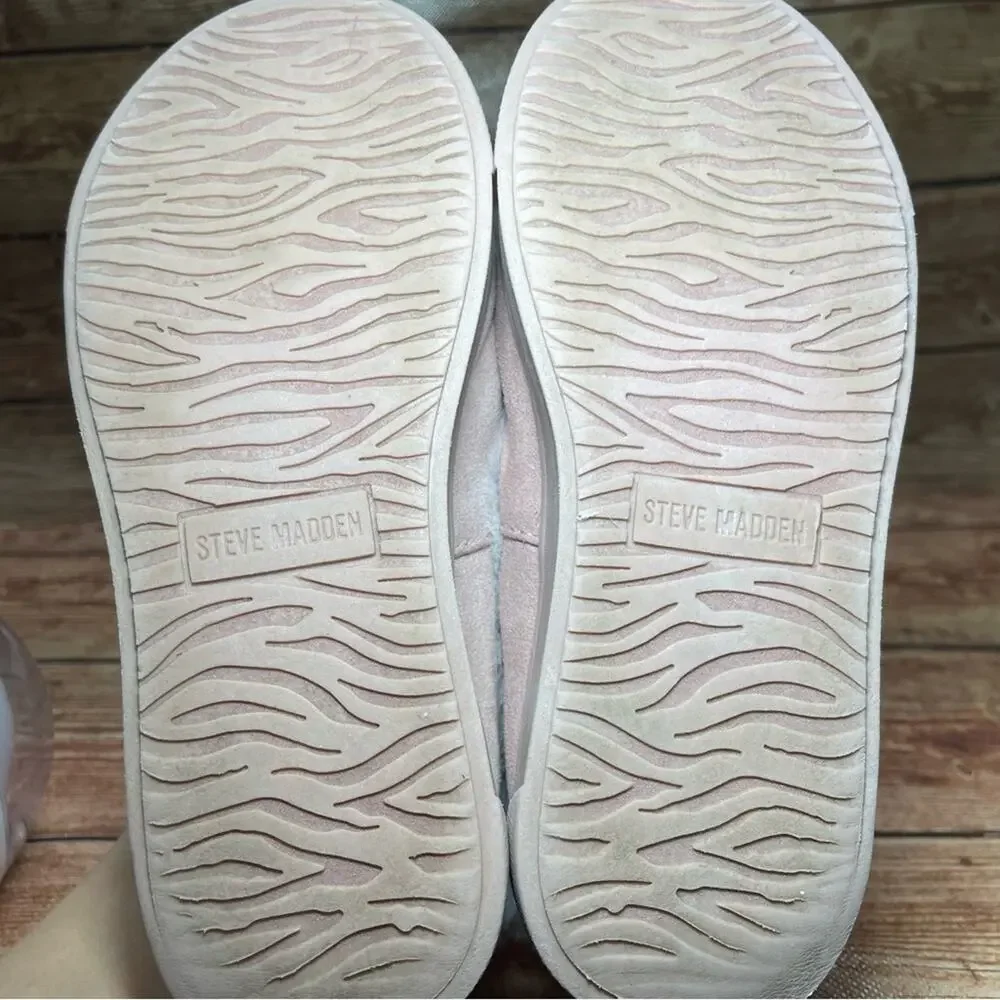 Steve Madden Jhugz Faux Fur Trim Slip-On Slippers Girl's Size 13 Pink Blush